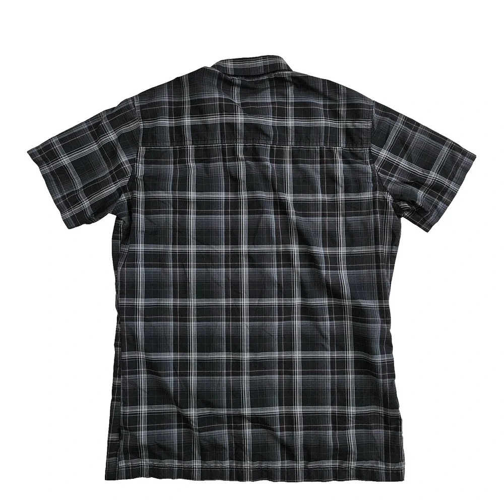 Kuhl Eluxur (Mens Small) Button Up Shirt Blue Plaid Short Sleeve Hiking Outdoors